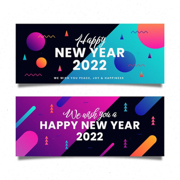 Set di banner orizzontali di capodanno sfumato