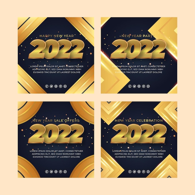 Free vector gradient new year instagram posts collection