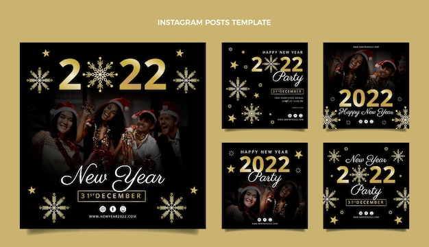 Vettore gratuito collezione di post di instagram di capodanno sfumato