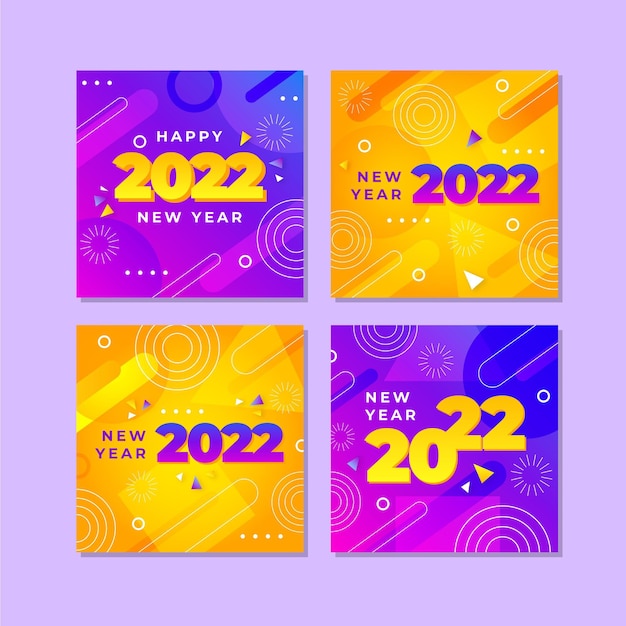 Free vector gradient new year instagram posts collection