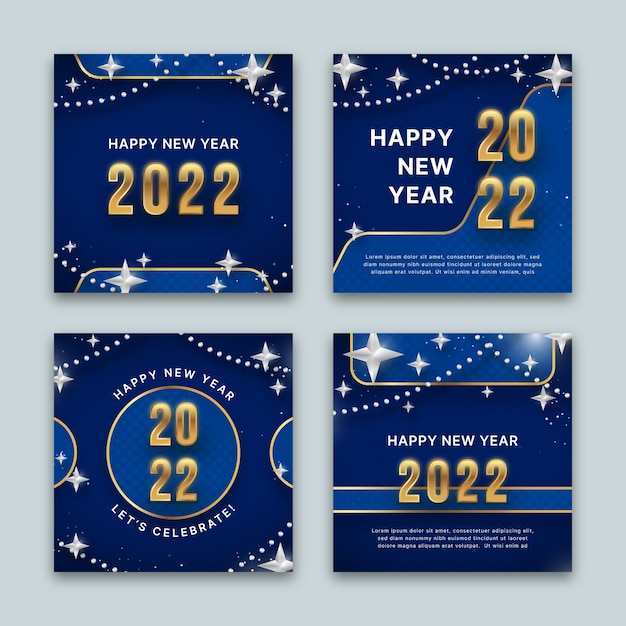 Free vector gradient new year instagram posts collection