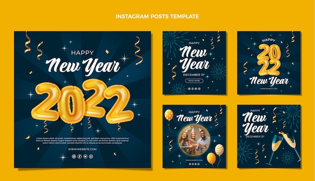 Free vector gradient new year instagram posts collection
