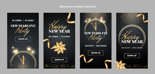 Free vector gradient new year instagram stories collection