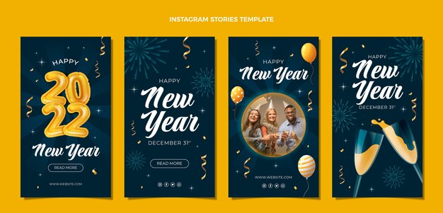 Gradient new year instagram stories collection