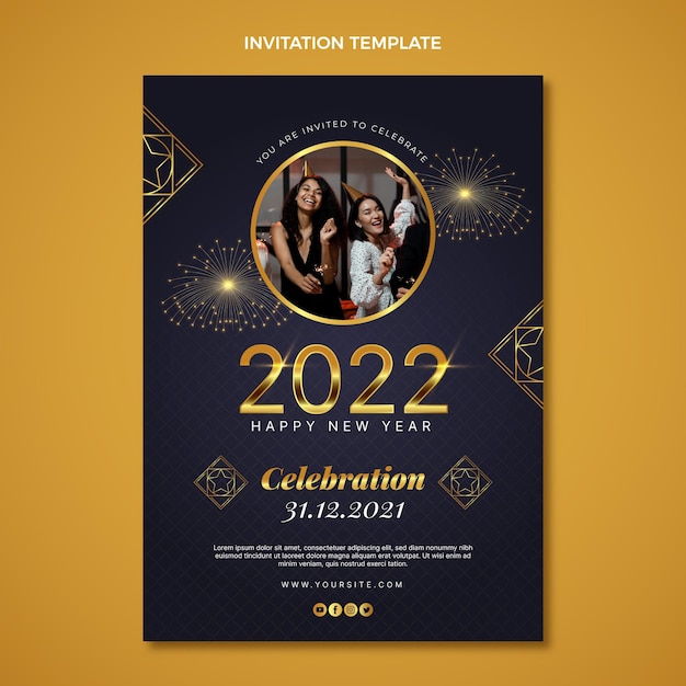 Free vector gradient new year invitation template