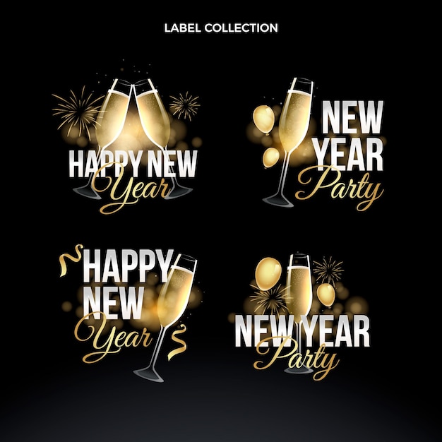 Free vector gradient new year labels collection