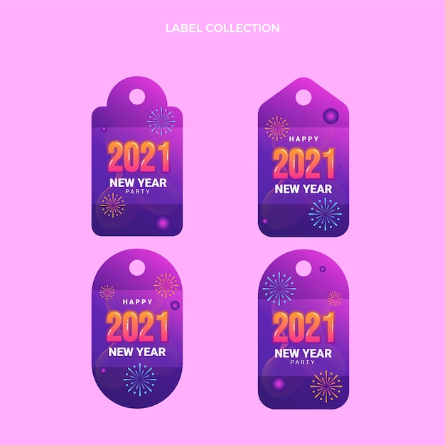 Free vector gradient new year labels collection