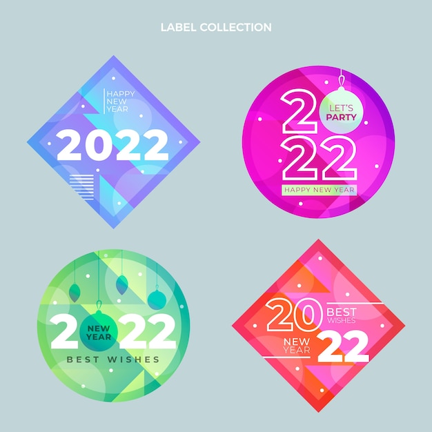 Free vector gradient new year labels collection