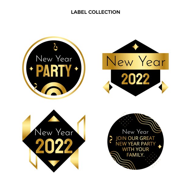 gradient new year labels collection