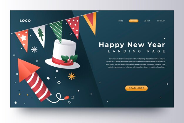 Free vector gradient new year landing page template