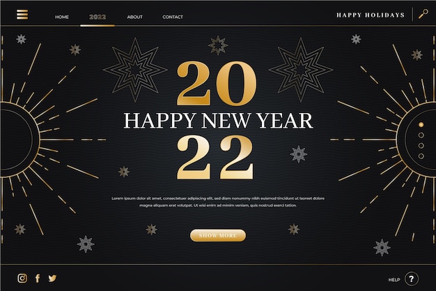 Free vector gradient new year landing page template