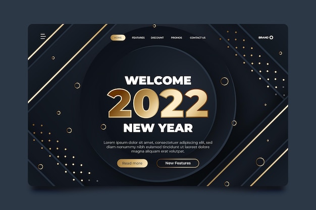 Gradient new year landing page template