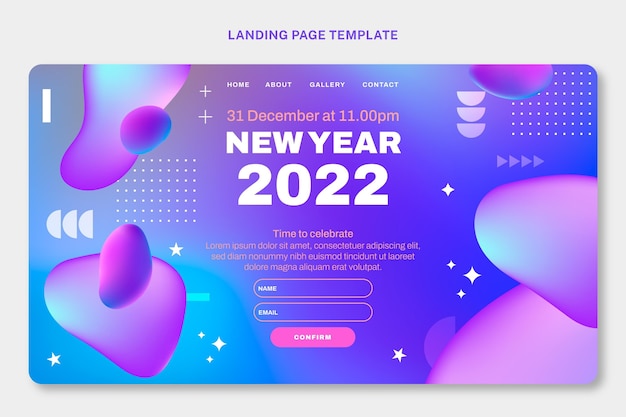 Gradient new year landing page template