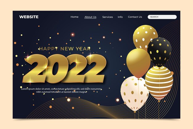 Gradient new year landing page template