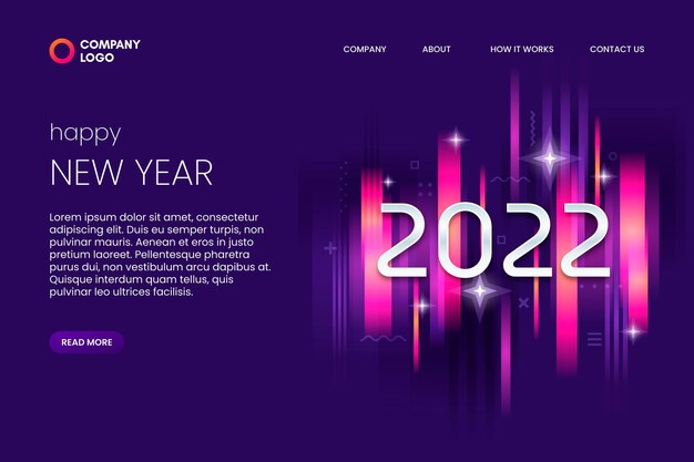 Gradient new year landing page template