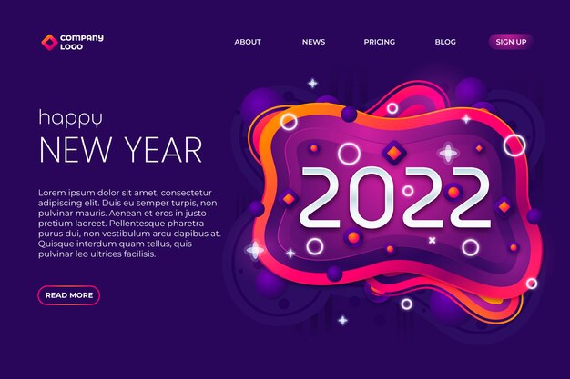 Gradient new year landing page template