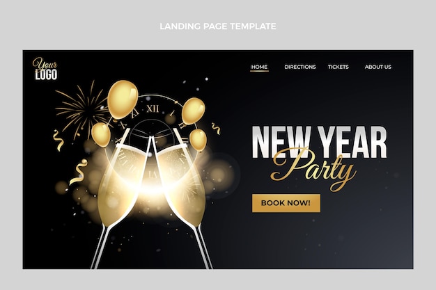 Gradient new year landing page template