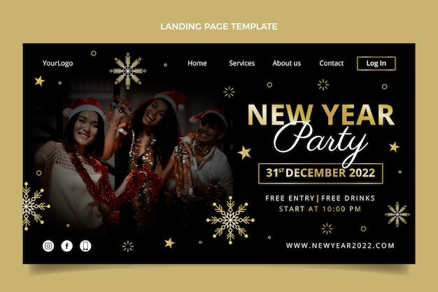 Free vector gradient new year landing page template