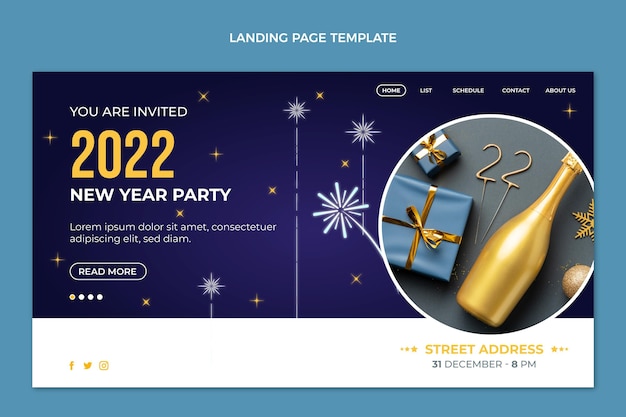 Бесплатное векторное изображение Градиентный новогодний шаблон целевой страницы