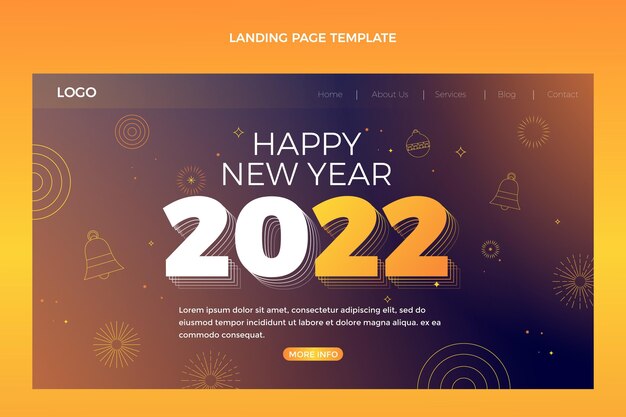 新年のグラデーションランディングページテンプレート