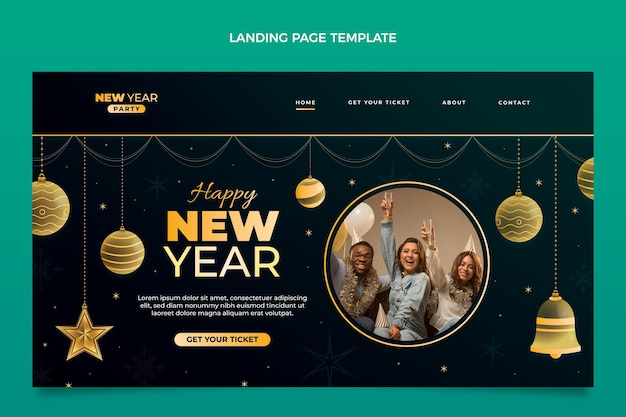 Free vector gradient new year landing page template