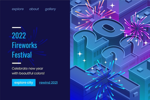 Gradient new year landing page template