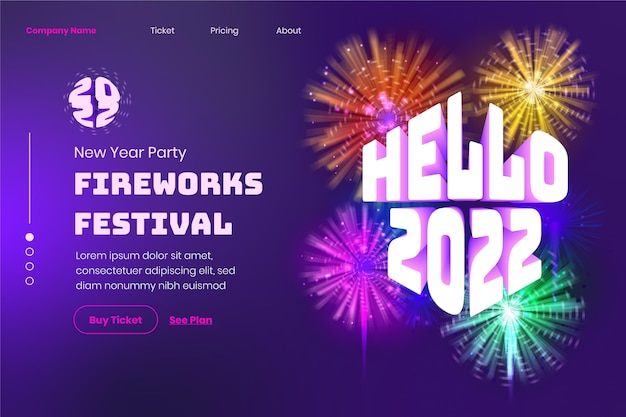 Gradient new year landing page template