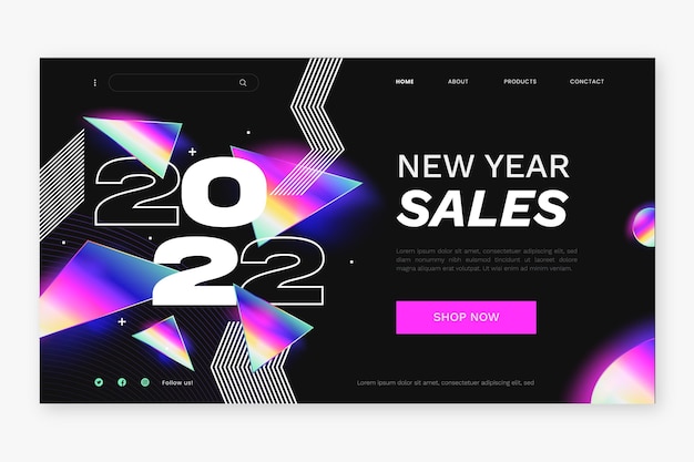 Free vector gradient new year landing page template