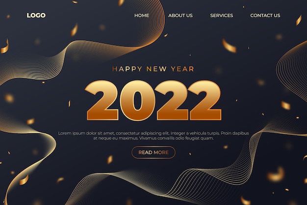 Free vector gradient new year landing page template