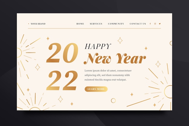 Gradient new year landing page template