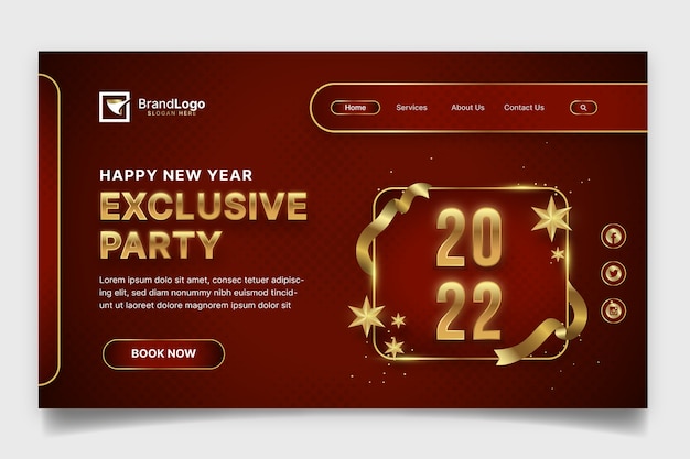 Free vector gradient new year landing page template