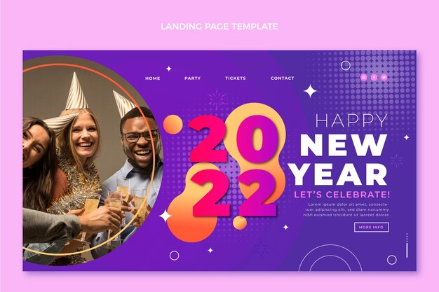 Gradient new year landing page template