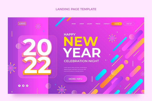 グラデーション新年ランディングページテンプレート