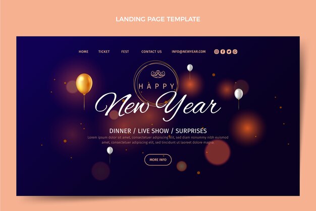 Gradient new year landing page template