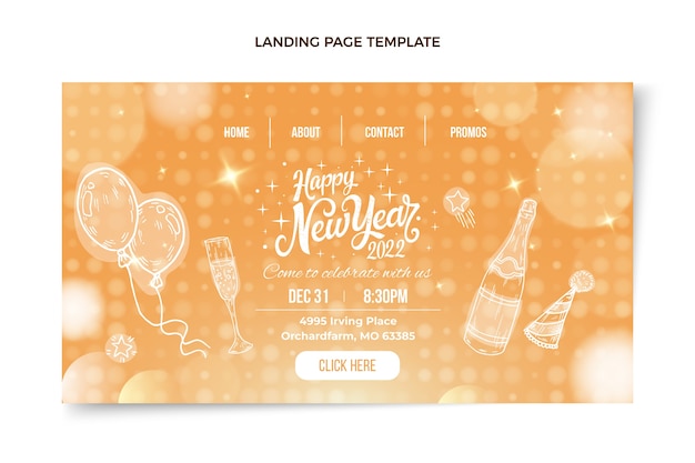 Free vector gradient new year landing page template