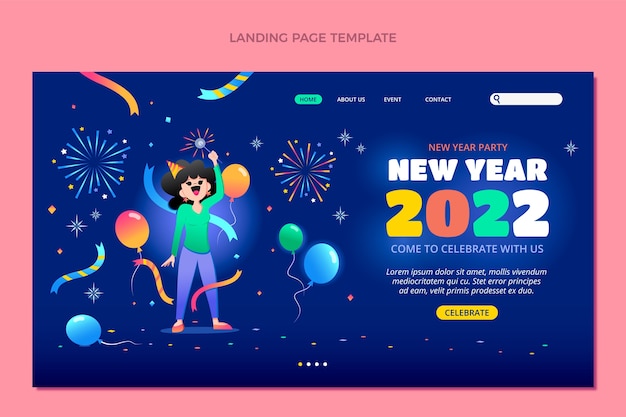 Gradient new year landing page template