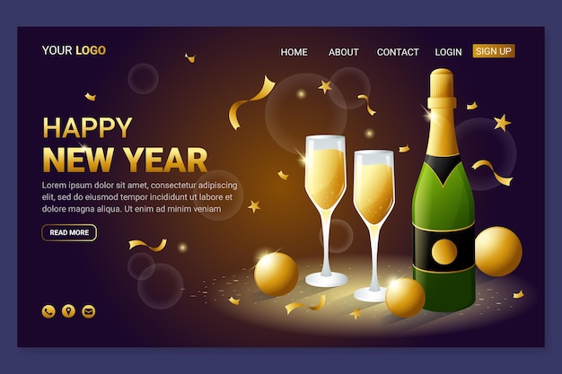 Free vector gradient new year landing page template