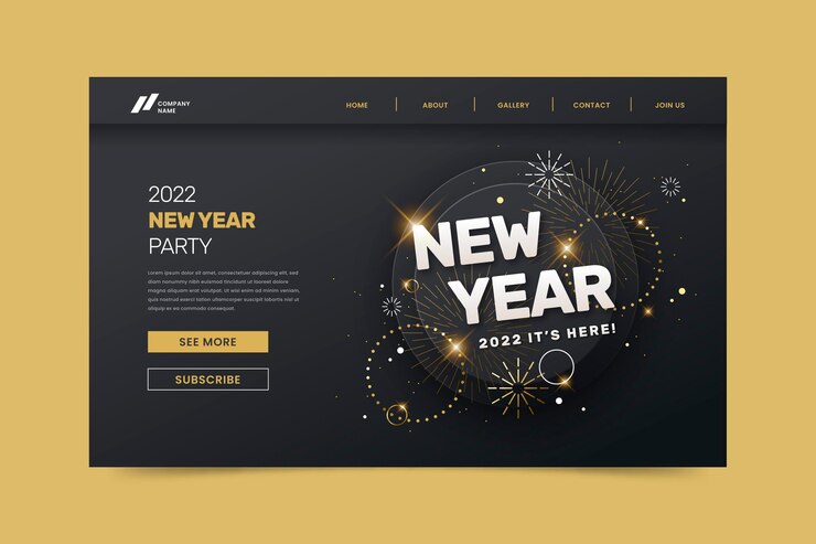 Free Vector gradient new year landing page template
