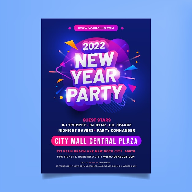 Gradient new year party flyer template