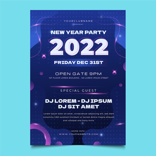 Gradient new year party flyer template