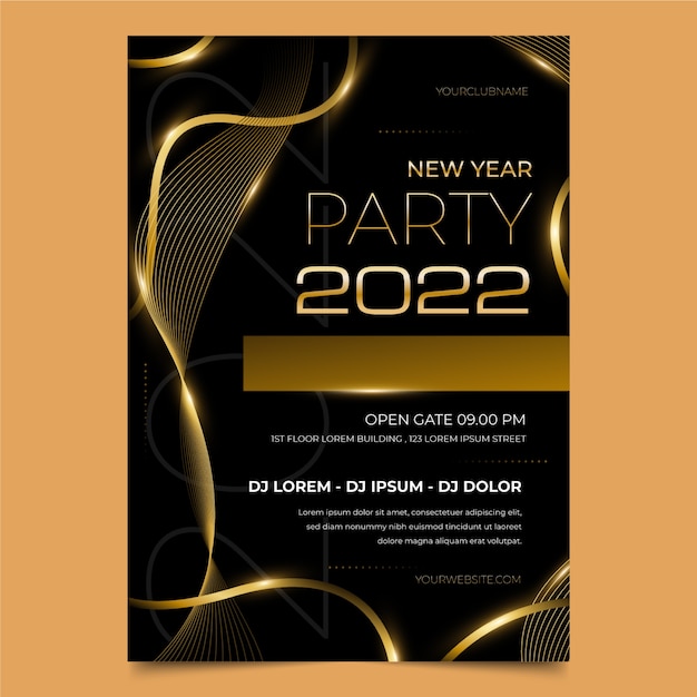 Free vector gradient new year party flyer template