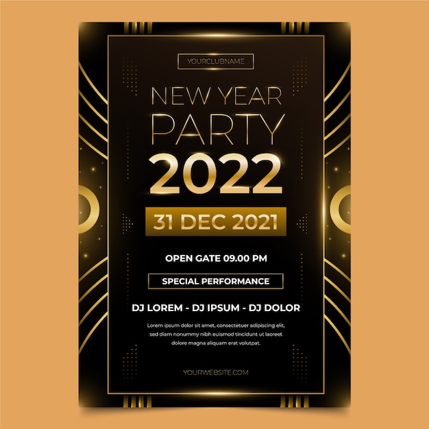 Gradient new year party flyer template