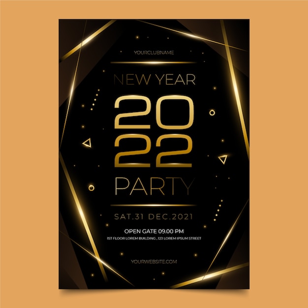 Free vector gradient new year party flyer template