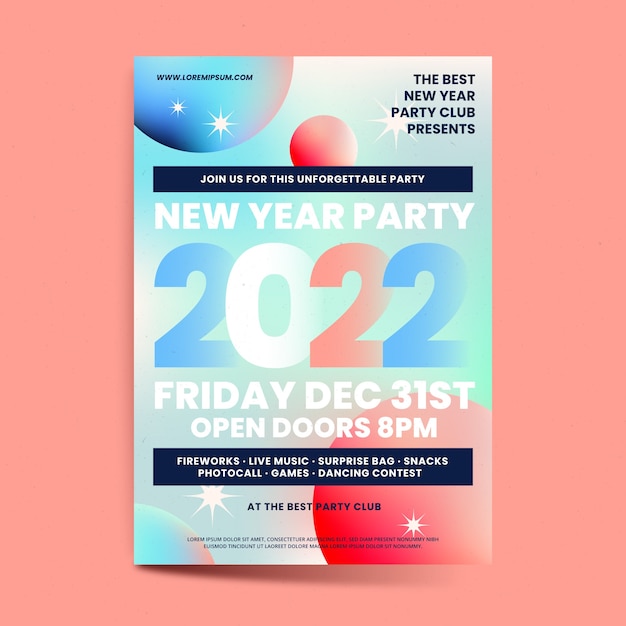 Free vector gradient new year party flyer template