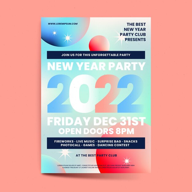 Gradient new year party flyer template