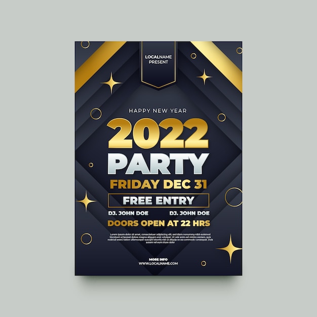 Gradient new year party flyer template