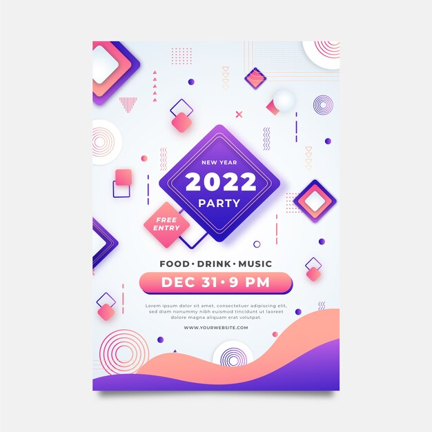 Gradient new year party flyer template