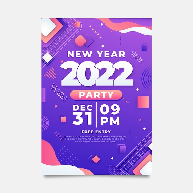 Free vector gradient new year party flyer template