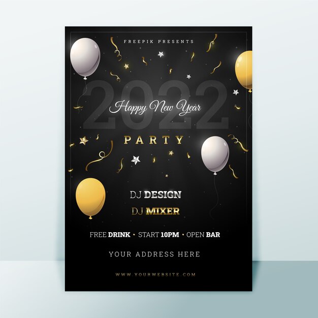 Gradient new year party flyer template