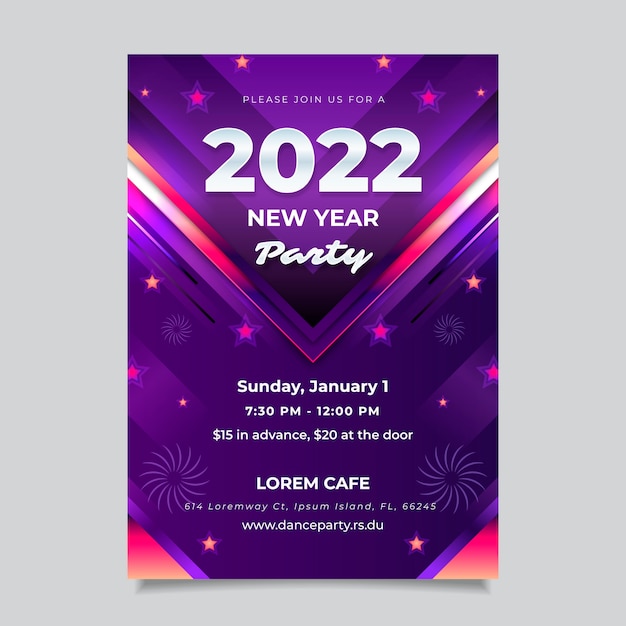 Free vector gradient new year party flyer template